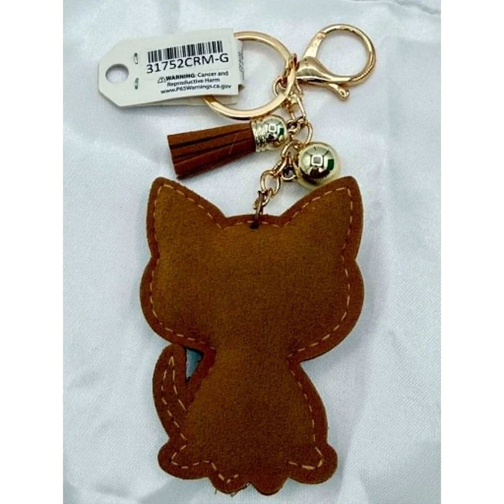Juliet by Crystal Avenue Rhinestone Cat Keychain Tassel Bell Bag Charm NWT